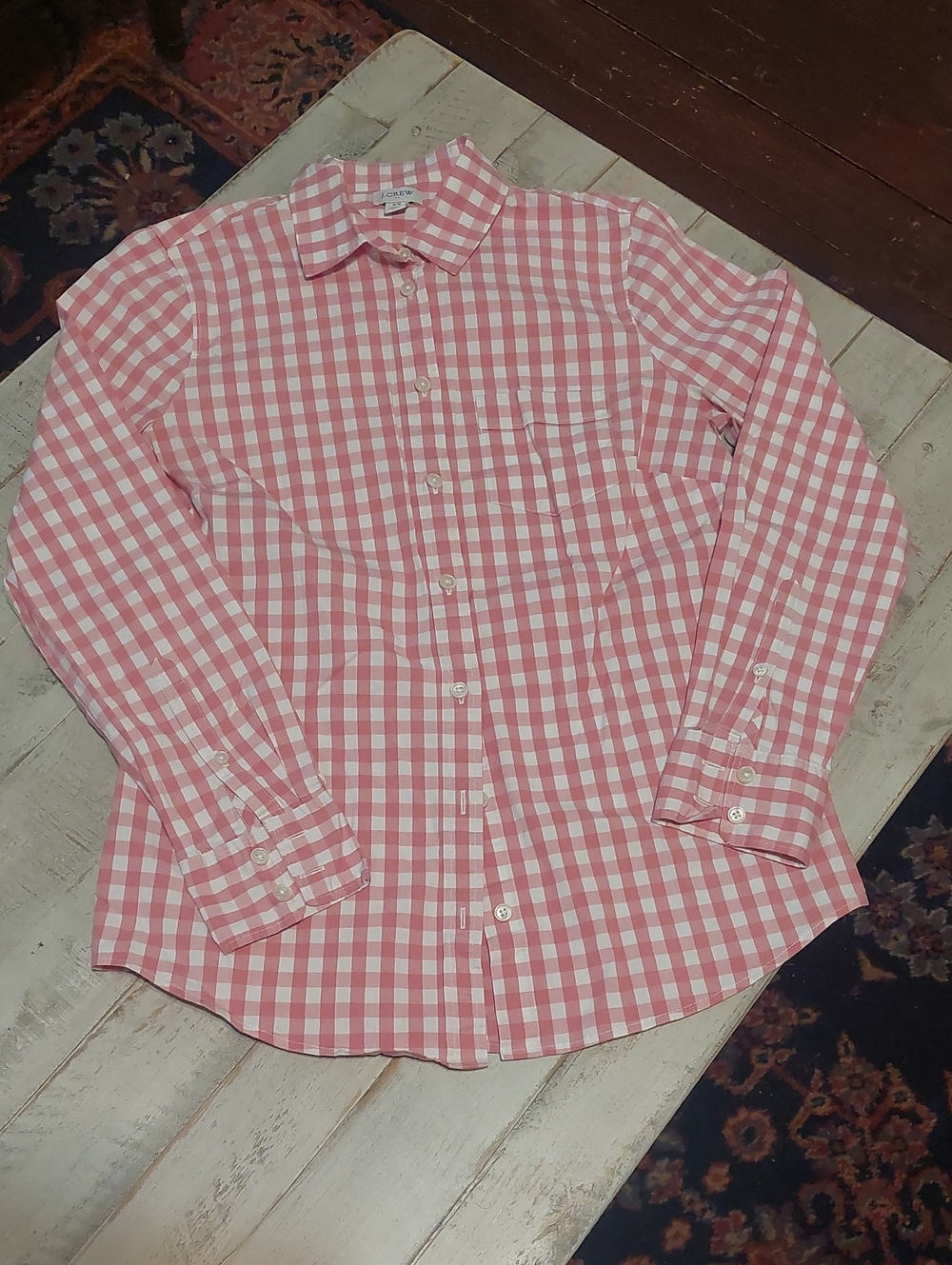 Pink Gingham Button-Down Shirt